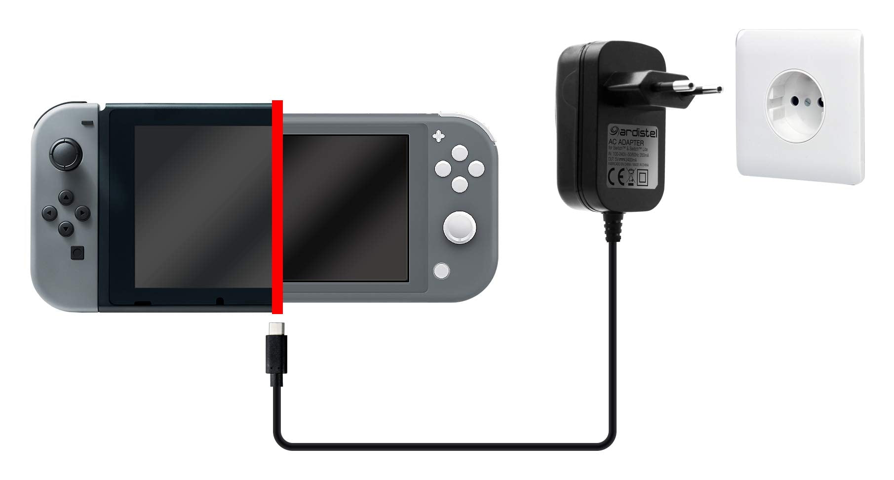 Ardistel - Adaptateur secteur de voyage, 2 M (Nintendo Switch) Ardistel - Adaptateur secteur de voyage, 2 M (Nintendo Switch)